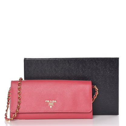 Prada Saffiano Metal Oro Chain Wallet Peonia 11 of 11