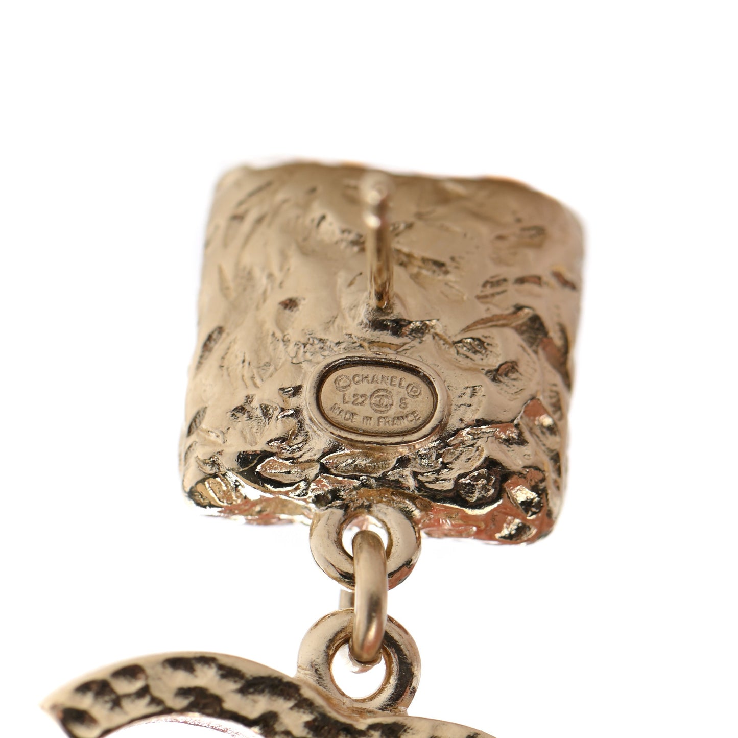 Iridescent Baguette Crystal CC Drop Earrings Gold