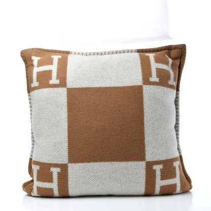 Hermes Wool Cashmere Avalon Pillow PM Ecru Camel 2 of 3
