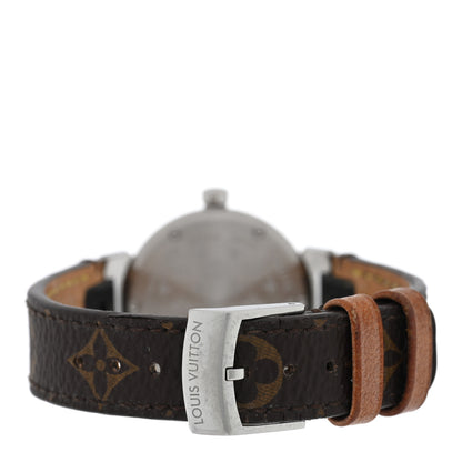 Louis Vuitton Stainless Steel Monogram 28mm Tambour Quartz Watch Brown 3 of 5
