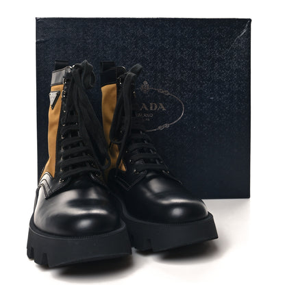 Prada Spazzolato Rois Re-Nylon Metal Triangle Logo Mens Combat Boots 9 Black Giunco 9 of 9