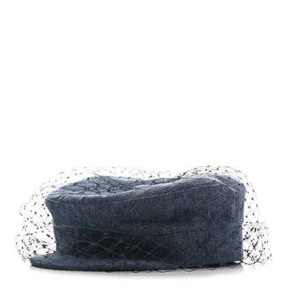 Christian Dior Denim Arty Veil Cap 58 Blue 1 of 10