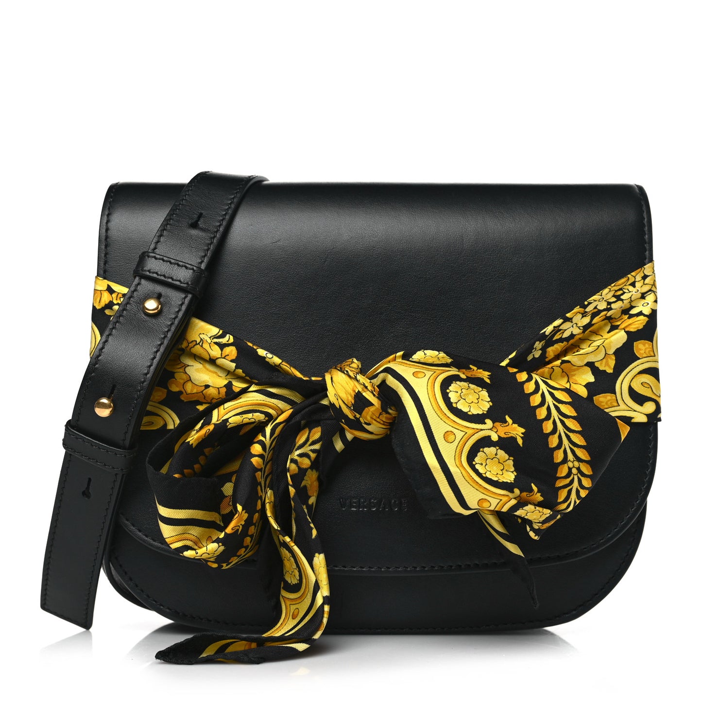Borsa Vitello Barocco Scarf Sash Shoulder Bag Black Multicolor