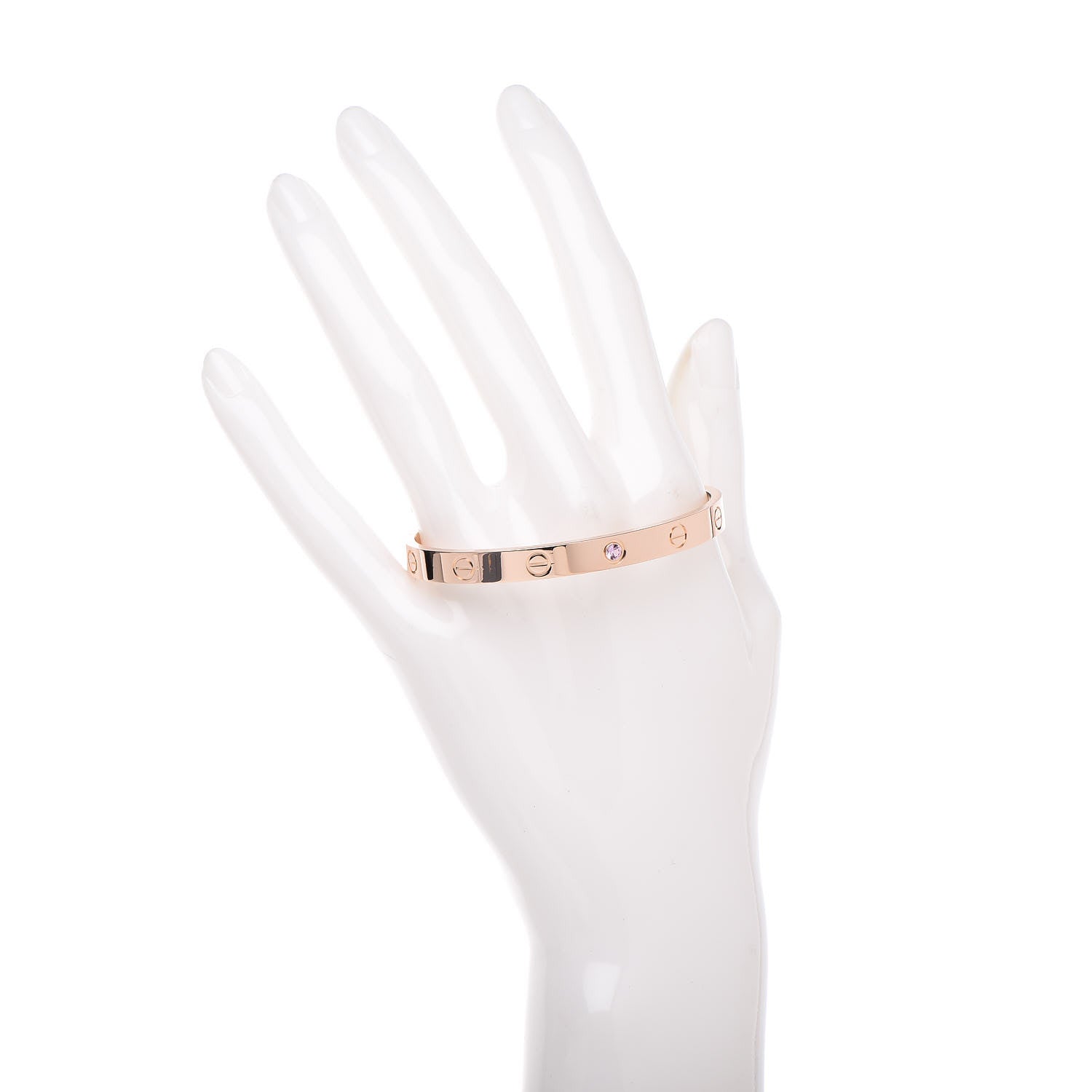 Cartier 18K Pink Gold Pink Sapphire LOVE Cuff Bracelet 17 2 of 4