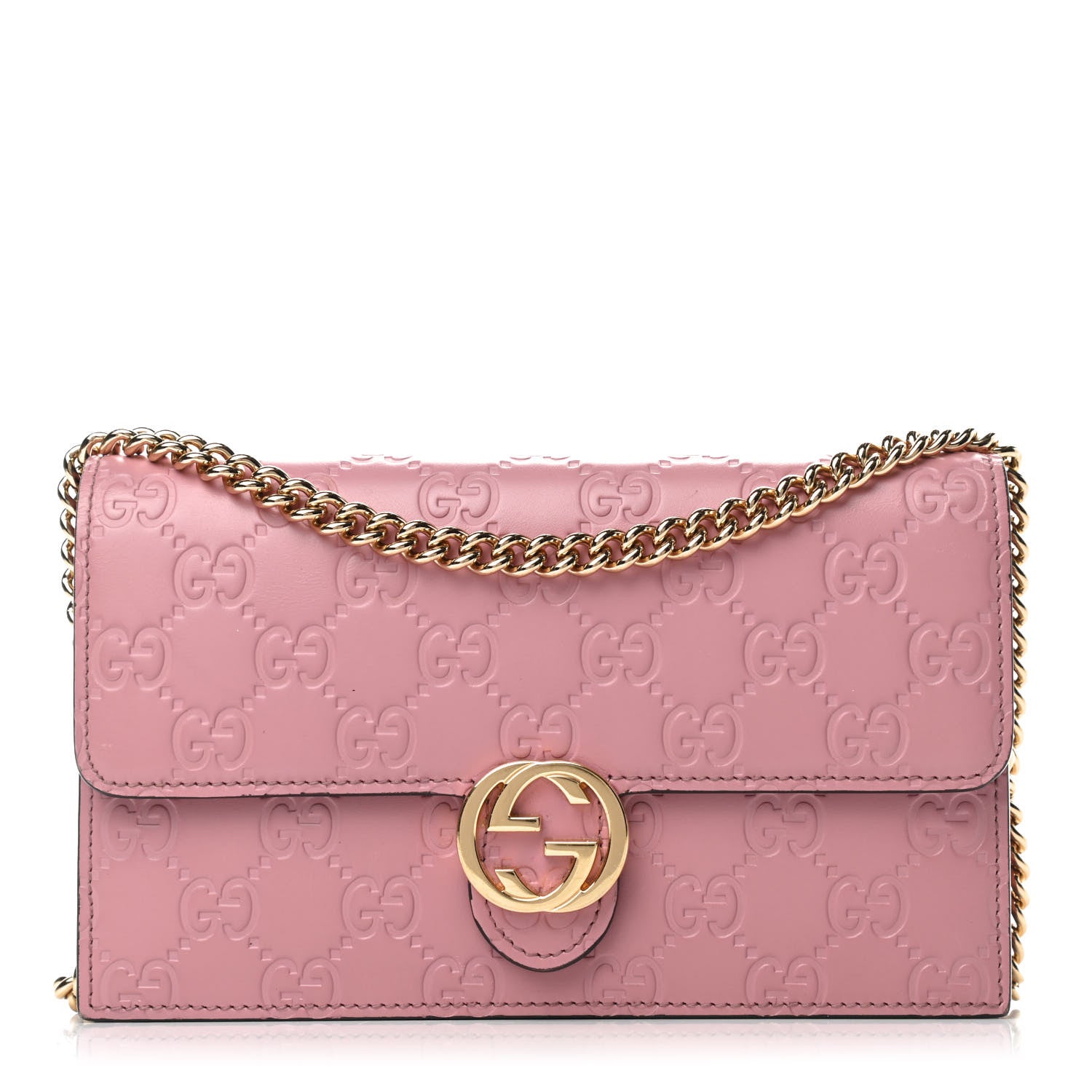 Gucci Guccissima Icon Chain Wallet Carmine Rose 1 of 11