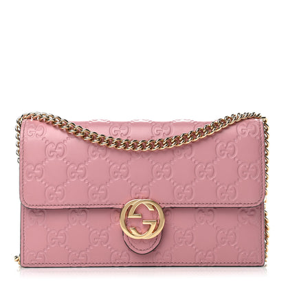 Gucci Guccissima Icon Chain Wallet Carmine Rose 1 of 11