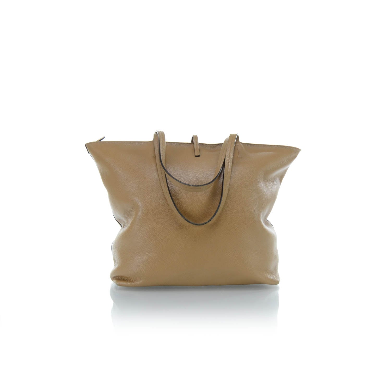 FASHIONPHILE SALVATOREFERRAGAMOLeatherGinaNorthToSouthToteTan 3 of 11