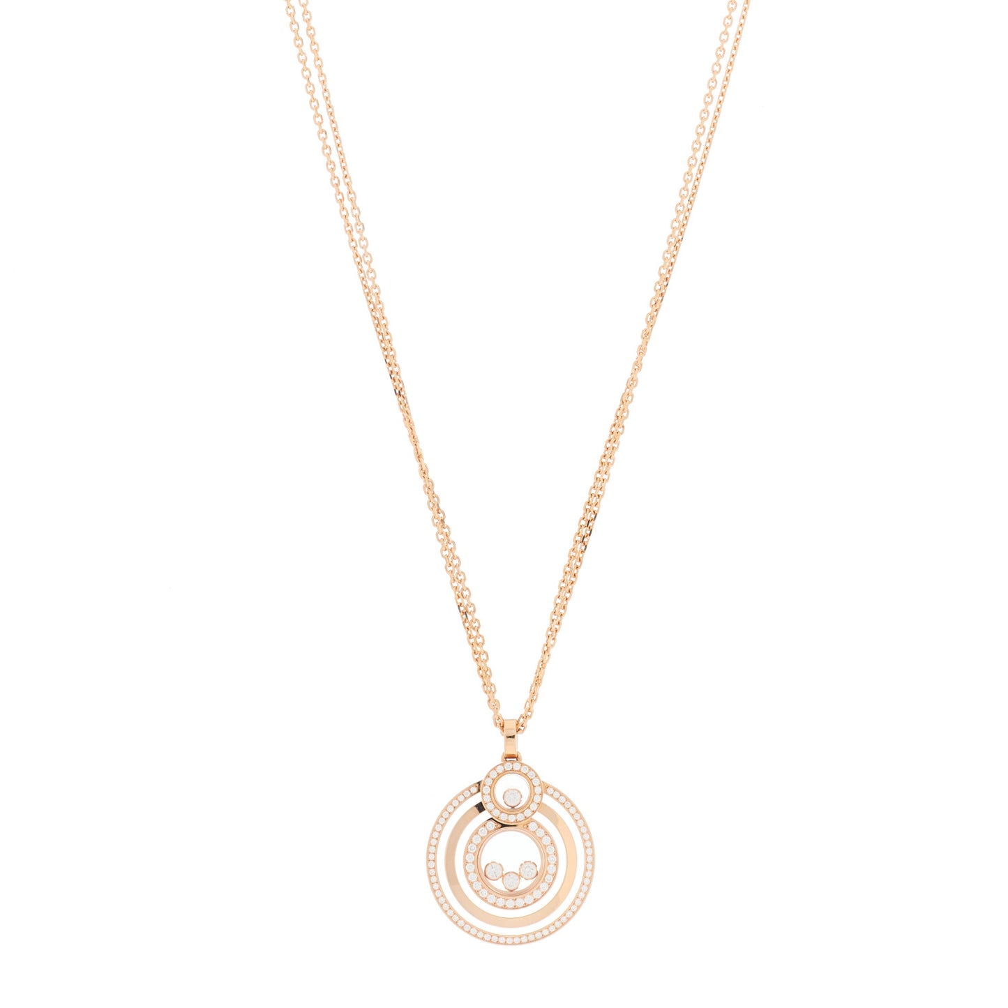18K Rose Gold Diamond Happy Diamonds Pave Pendant Necklace