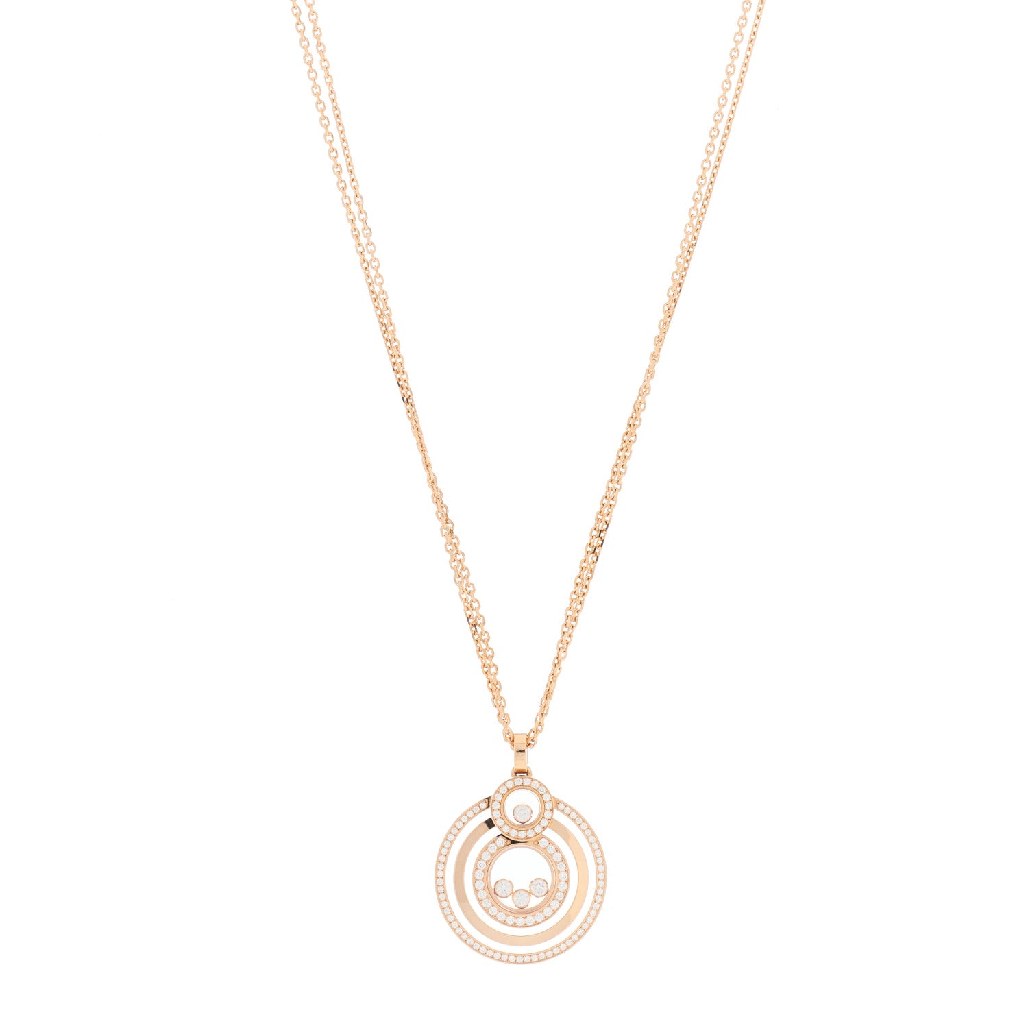 Chopard 18K Rose Gold Diamond Happy Diamonds Pave Pendant Necklace 1 of 7