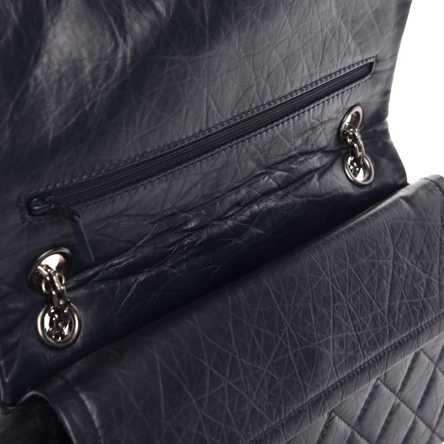 Aged Calfskin Quilted 2.55 Reissue 226 Flap Navy Blue