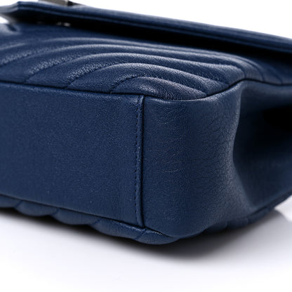 Saint Laurent Sheepskin Matelasse Chevron Monogram Medium College Bag Blue Charron 9 of 10