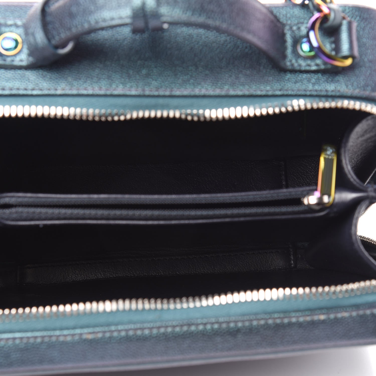 Chanel Iridescent Caviar Quilted Medium CC Filigree Vanity Case Dark Turquoise 5 of 12