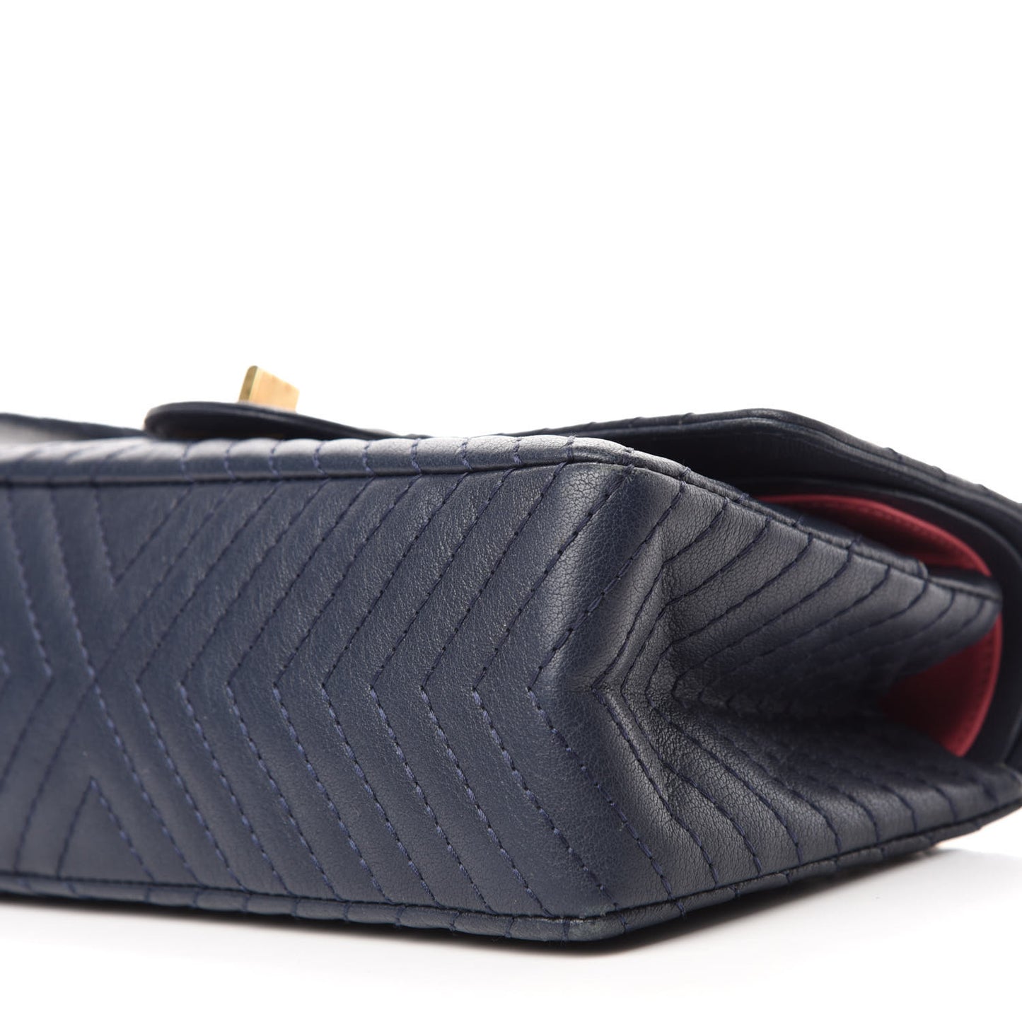 Sheepskin Chevron Quilted 2.55 Reissue 225 Flap Navy Blue