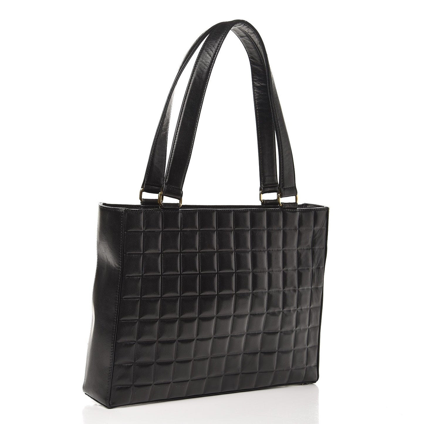 Lambskin Quilted Chocolate Bar Tote Black