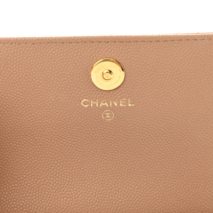 Chanel Caviar Quilted Flap Clutch With Chain Beige 6 of 12