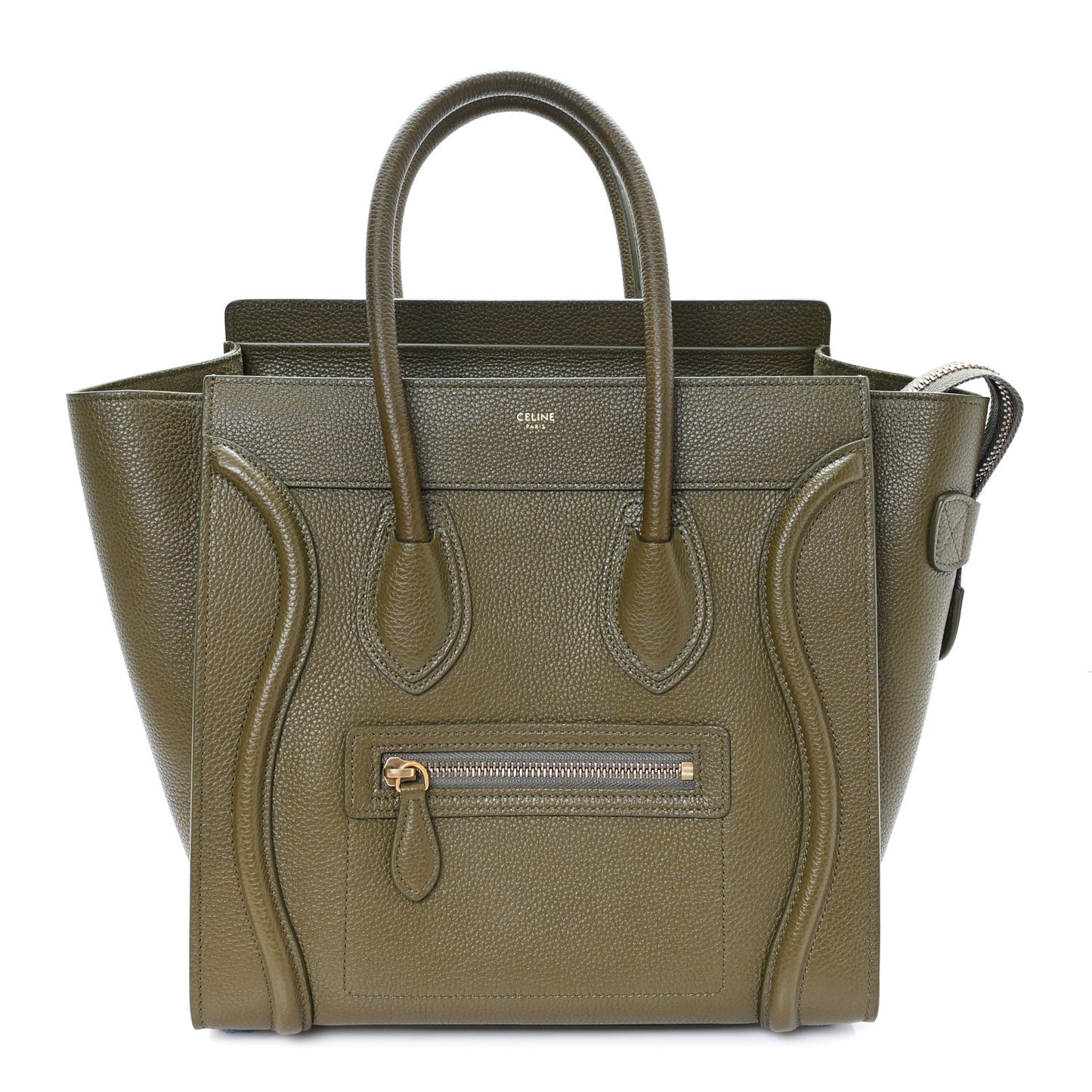 Drummed Calfskin Micro Luggage Dark Olive