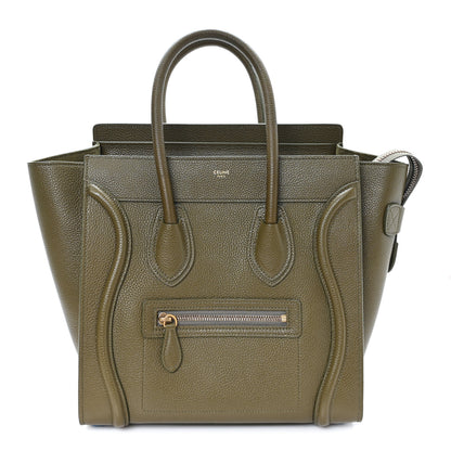 Celine Drummed Calfskin Micro Luggage Dark Olive 1 of 10