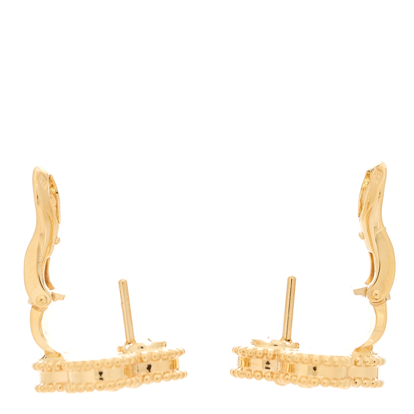 18K Yellow Gold Guilloche Vintage Alhambra Earrings
