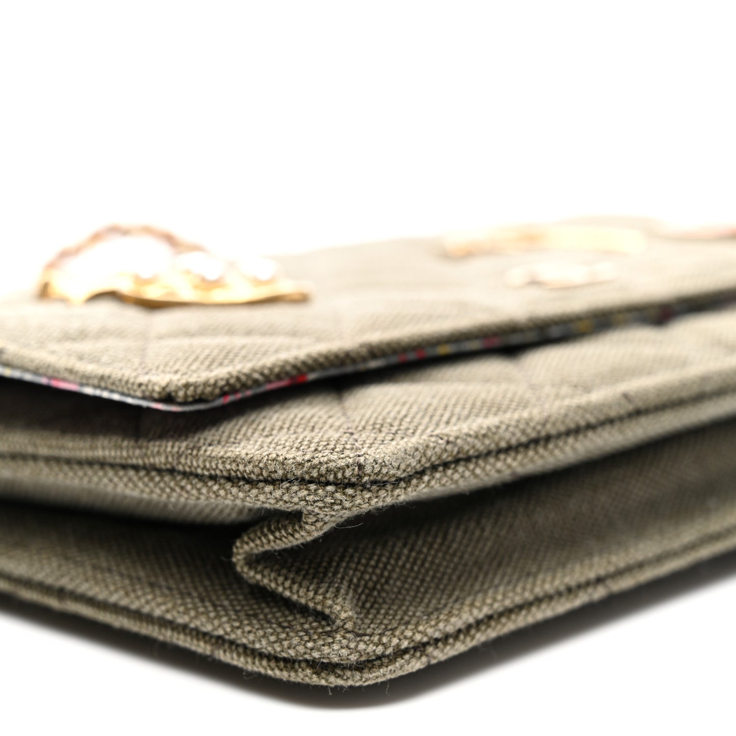Canvas Quilted Coco Cuba Charms Wallet on Chain WOC Khaki
