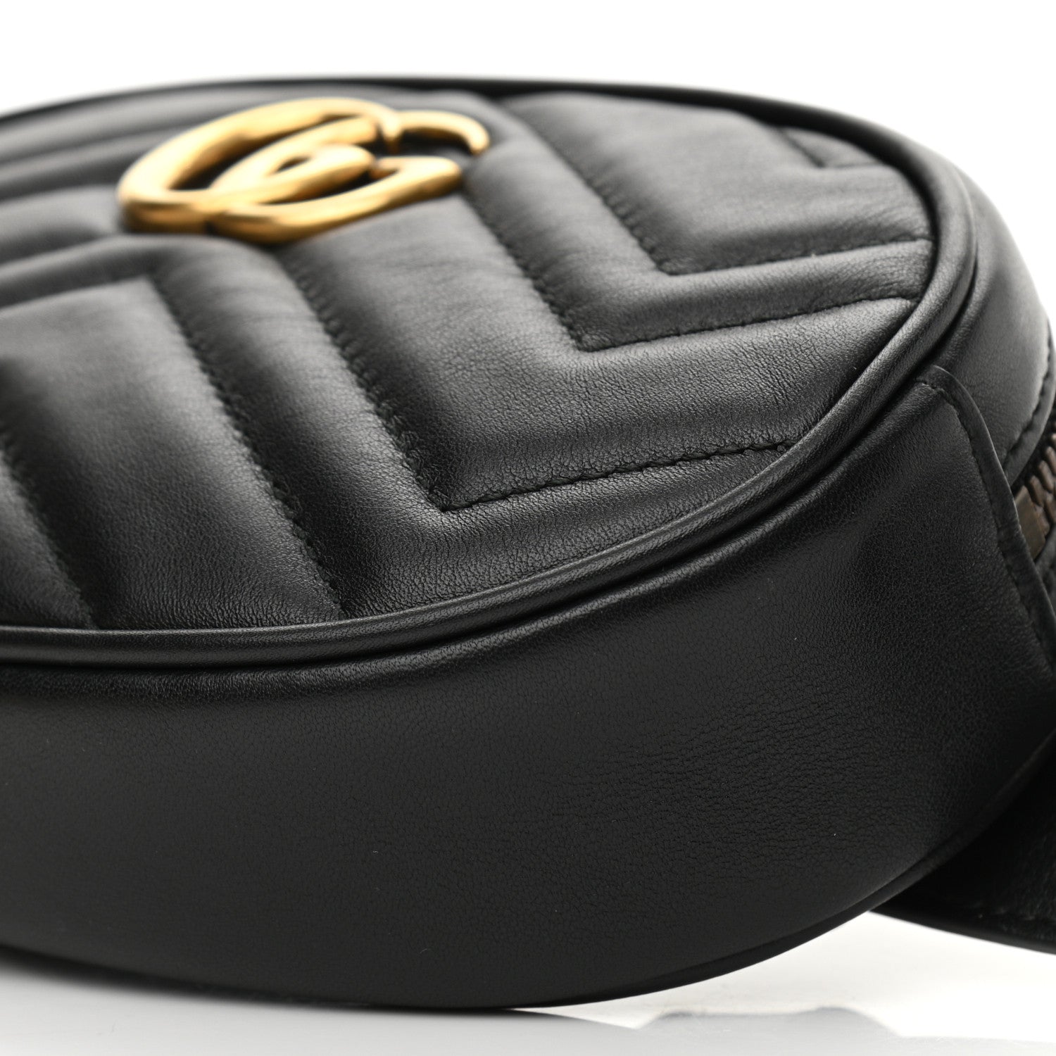 Gucci Calfskin Matelasse GG Marmont Belt Bag 85 34 Black 10 of 11