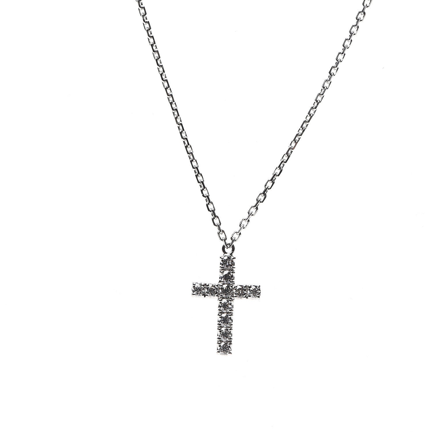Cartier 18K White Gold Diamond Symbols Cross Pendant Necklace 3 of 5