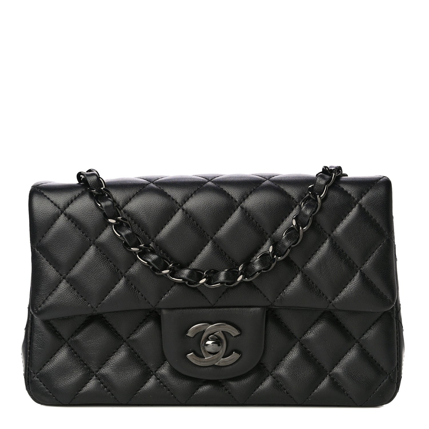 Chanel Lambskin Quilted Mini Rectangular Flap So Black 1 of 17