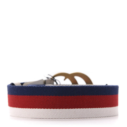 Gucci Nylon Calfskin Sylvie Web Double G 40mm Belt 85 34 Mystic White Hibiscus Red Maritime 2 of 6