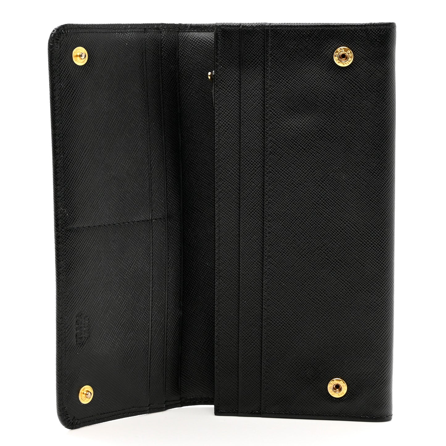 Saffiano Metal Continental Flap Wallet Black