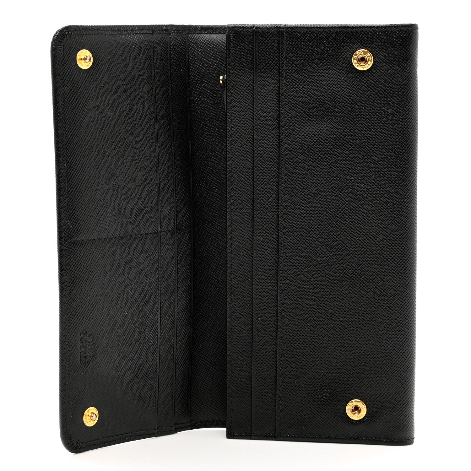 Prada Saffiano Metal Continental Flap Wallet Black 5 of 7