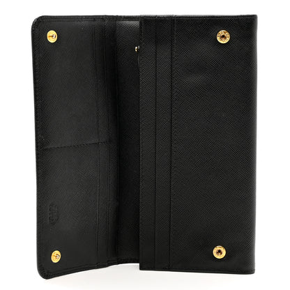 Prada Saffiano Metal Continental Flap Wallet Black 5 of 7