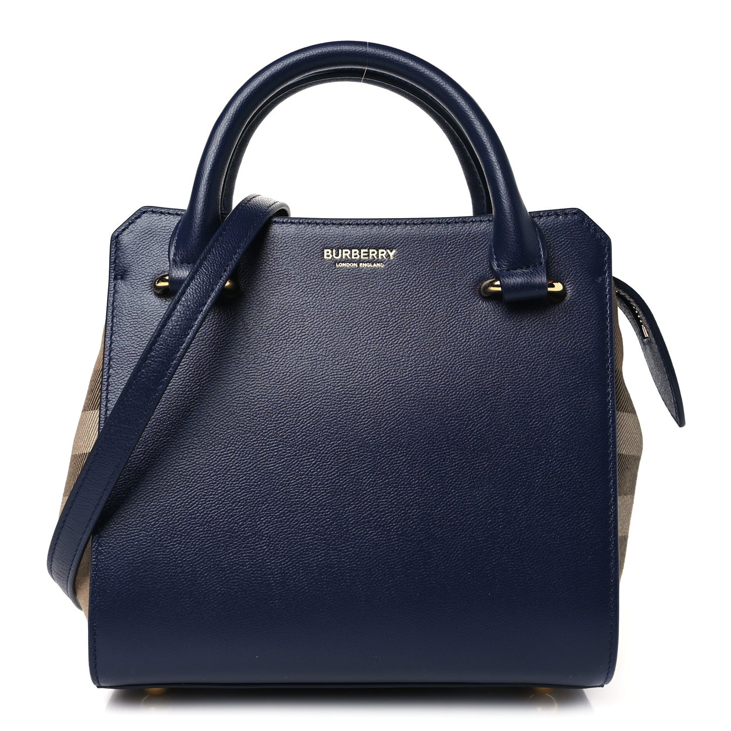 Calfskin Mega Check Mini Banwell Tote Dark Canvas Blue