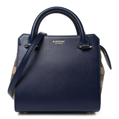 Burberry Calfskin Mega Check Mini Banwell Tote Dark Canvas Blue 1 of 9