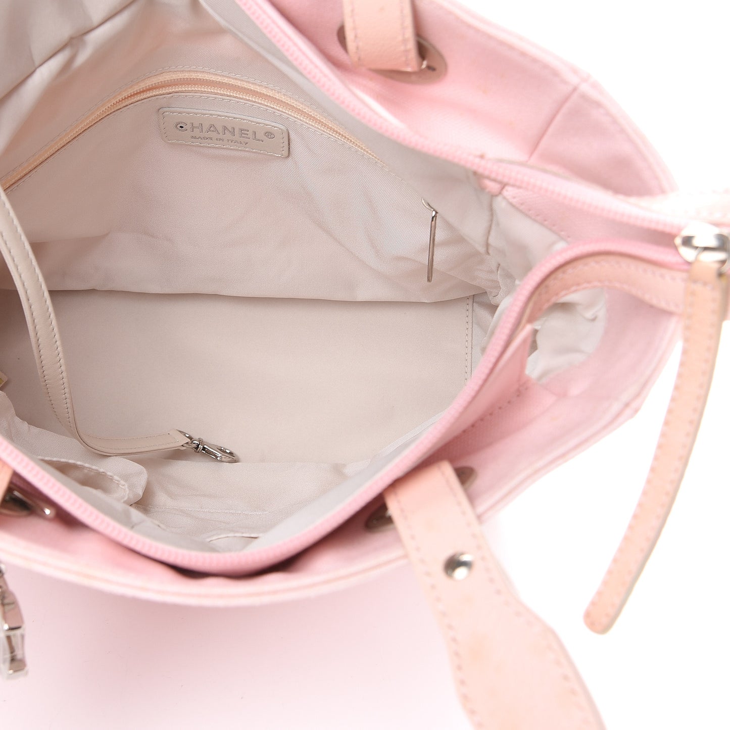 Coated Canvas Quilted Small Paris Biarritz Tote Light Pink