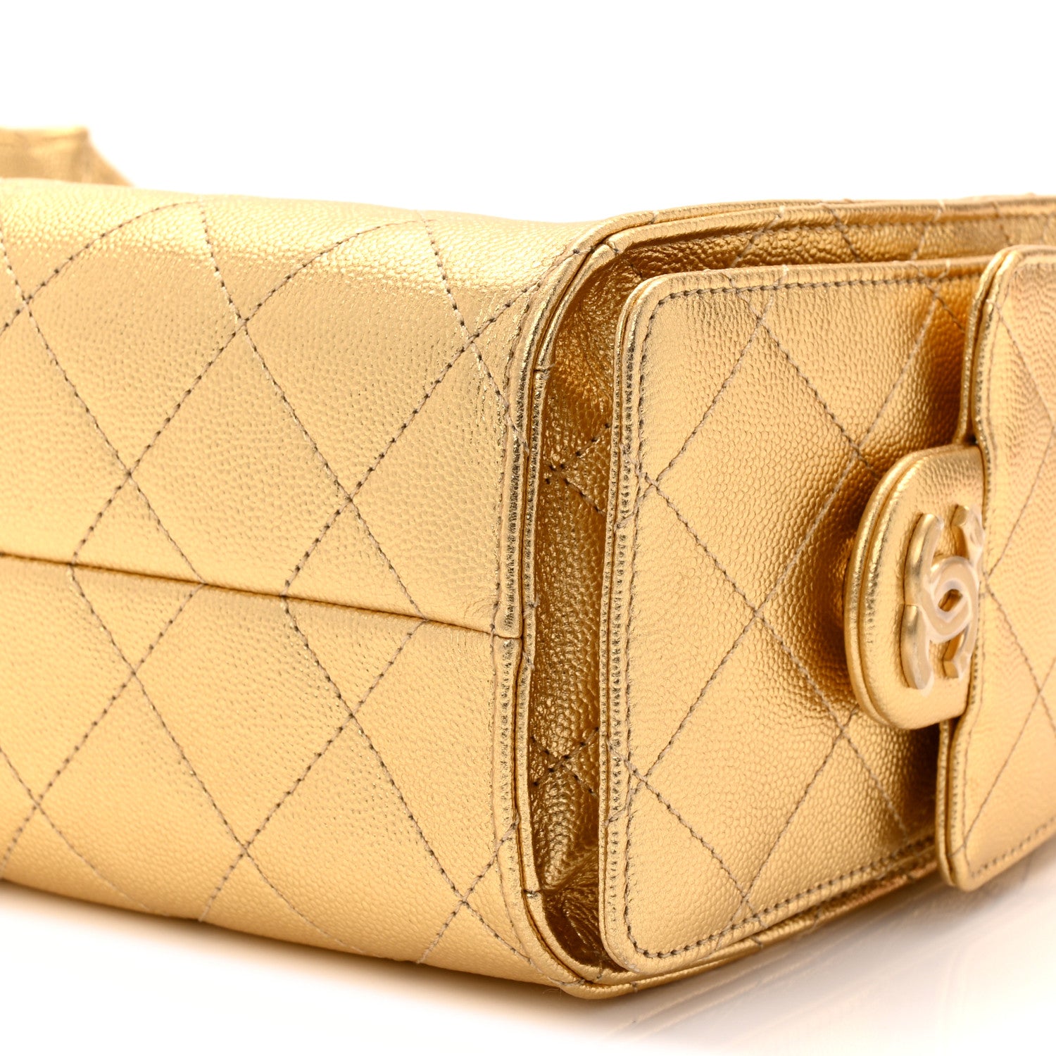 Chanel Metallic Caviar Quilted Mini Chanel 25 Handbag Gold 10 of 12
