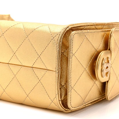 Chanel Metallic Caviar Quilted Mini Chanel 25 Handbag Gold 10 of 12