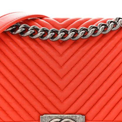 Chanel Wrinkled Lambskin Chevron Quilted Medium Boy Flap Orange 8 of 15
