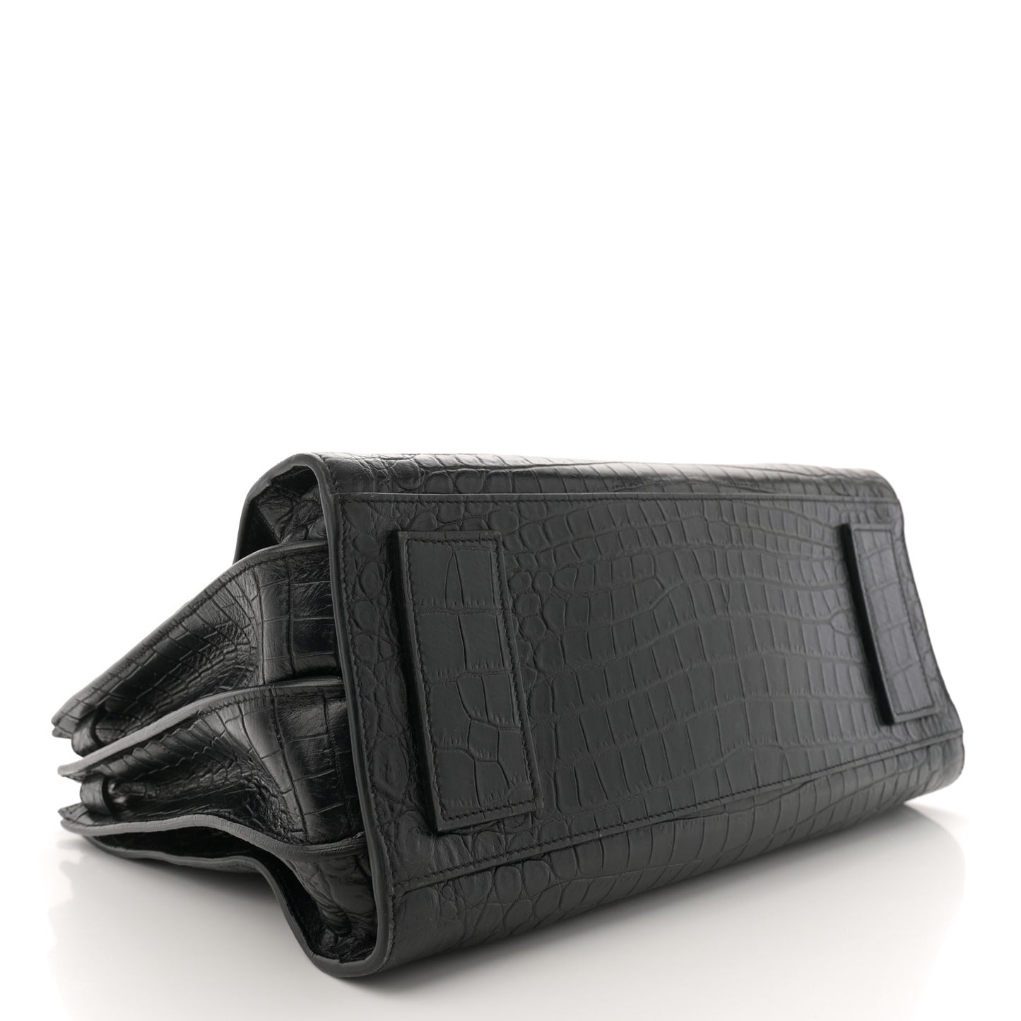 Calfskin Crocodile Embossed Large Souple Sac De Jour Black