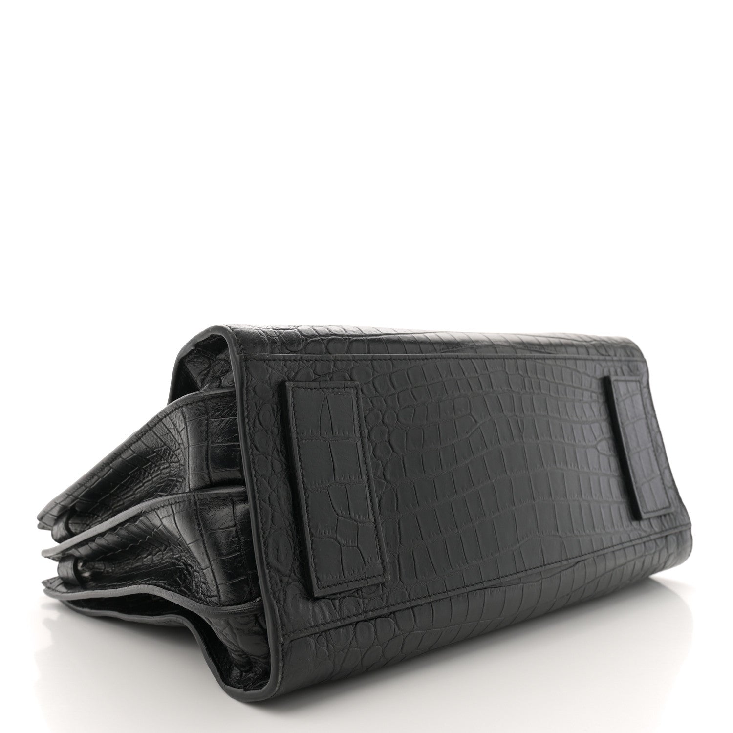 Saint Laurent Calfskin Crocodile Embossed Large Souple Sac De Jour Black 4 of 13