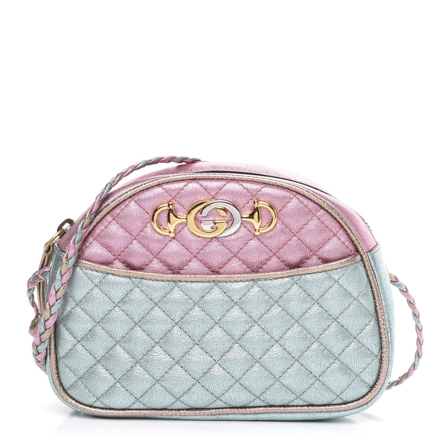 Gucci Laminated Nappa Trapuntata Mini Zumi Dome Shoulder Bag Rosa Lago Rame 1 of 10