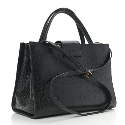 Balenciaga Calfskin Crocodile Embossed Medium Sharp Tote Black 3 of 12