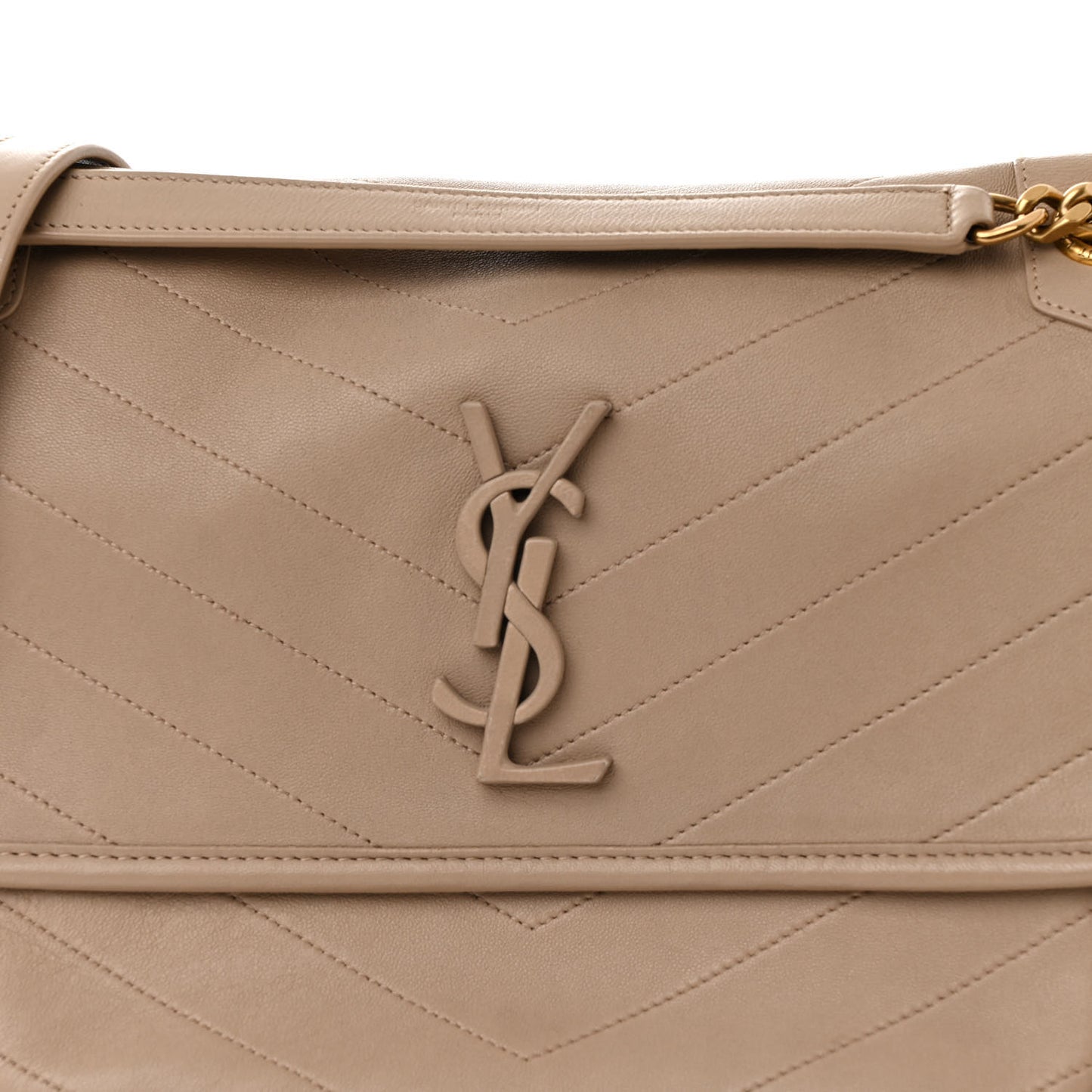 Lambskin Matelasse Monogram Medium Niki Chain Satchel  Dark Beige