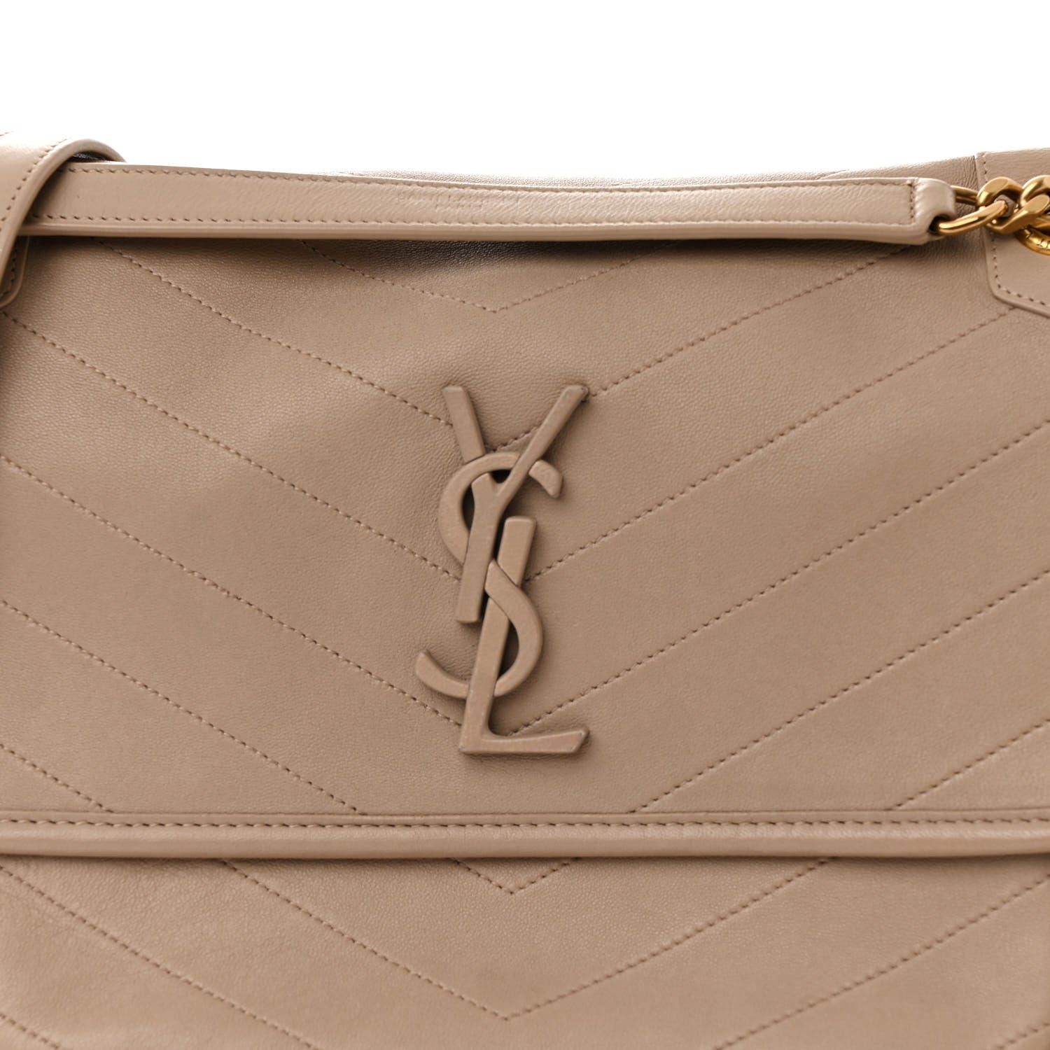 Saint Laurent Lambskin Matelasse Monogram Medium Niki Chain Satchel  Dark Beige 8 of 21