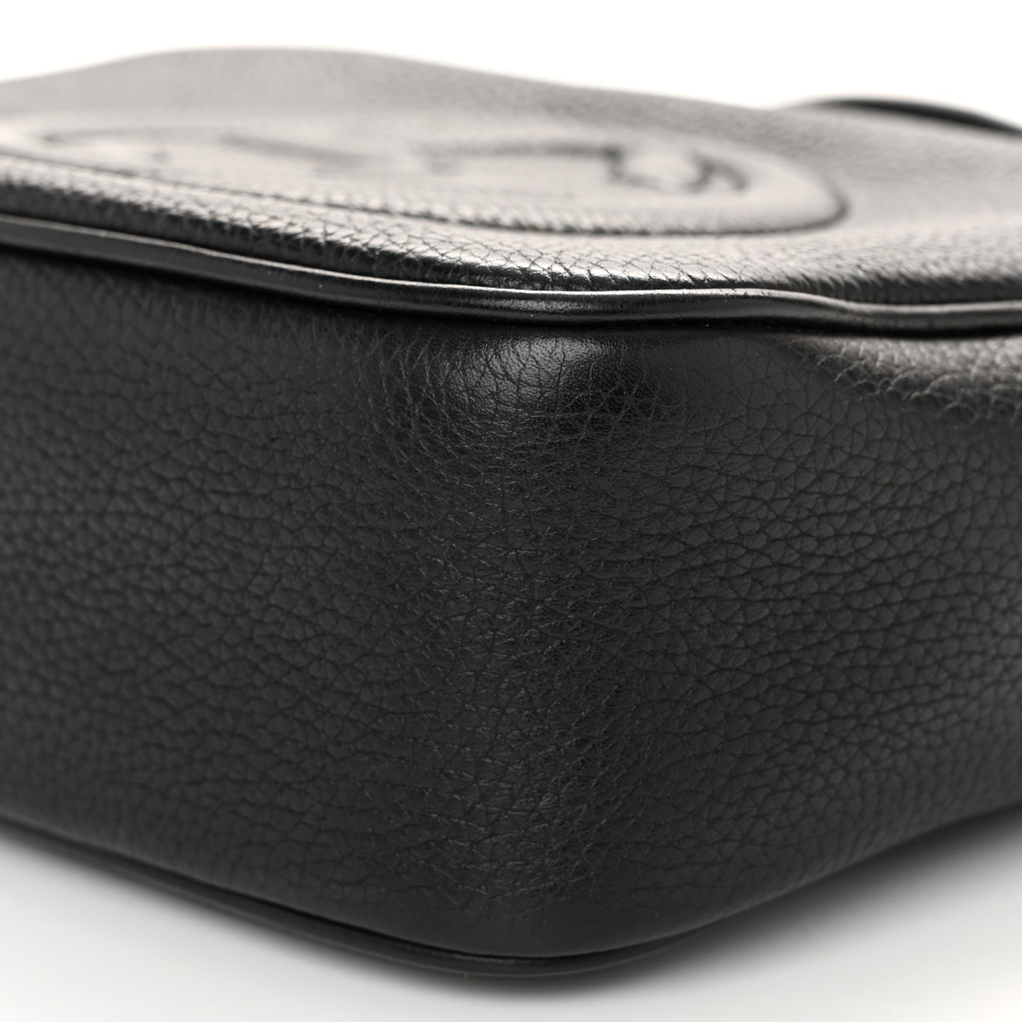Pebbled Calfskin Small Soho Disco Bag Black