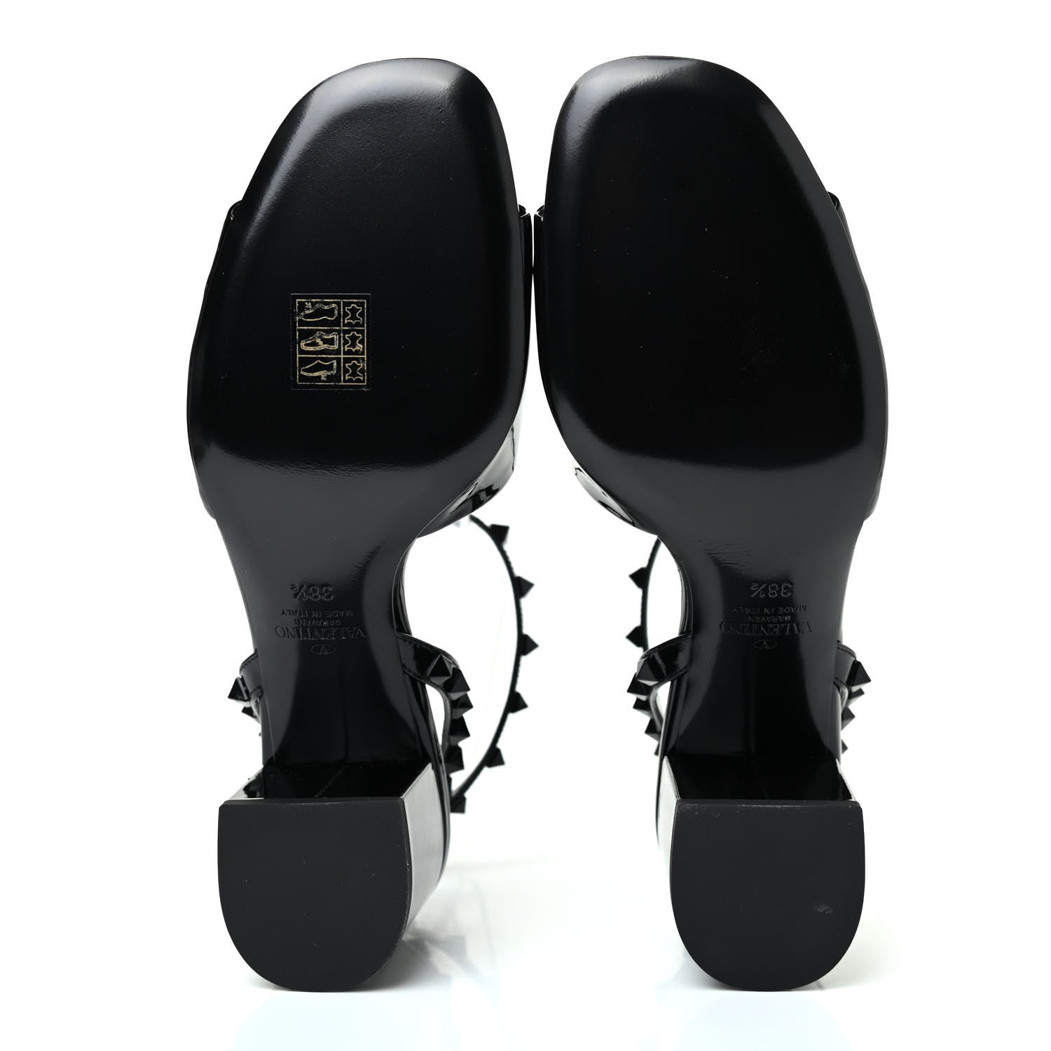 Valentino Garavani Patent Rockstud Block Ankle Strap 60mm Sandals 38.5 Black 4 of 4