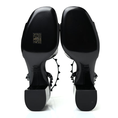 Valentino Garavani Patent Rockstud Block Ankle Strap 60mm Sandals 38.5 Black 4 of 4