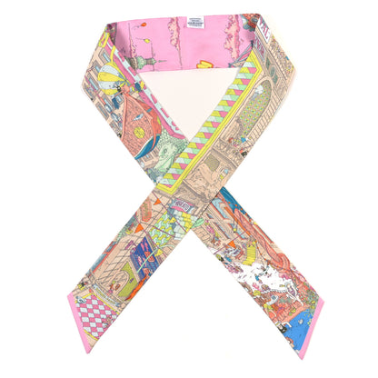 Hermes Silk Le Grand Prix du Faubourg Maxi Twilly Jaune Fluo Rose Multicolor 1 of 4