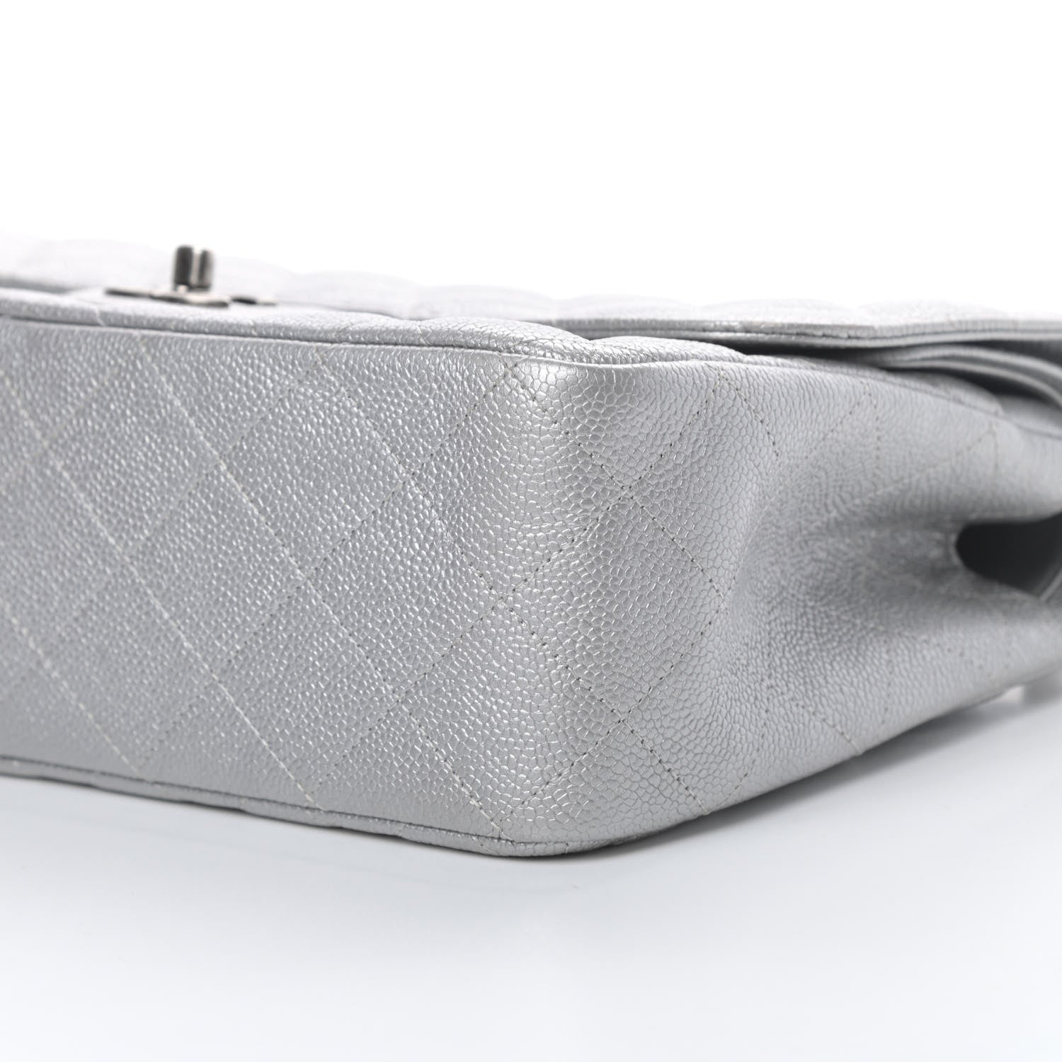 Chanel Metallic Caviar Quilted Jumbo Double Flap Silver 10 of 13