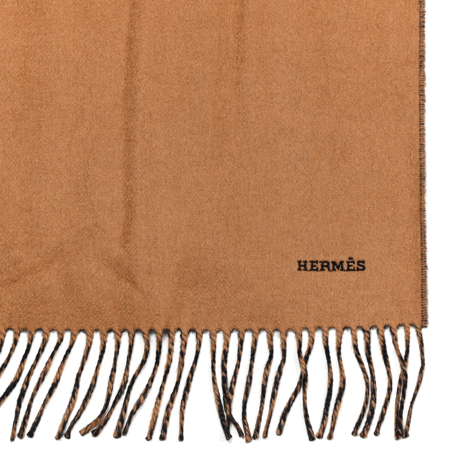 Hermes Cashmere Fringe Double Face Scarf Marine Bronze 3 of 6