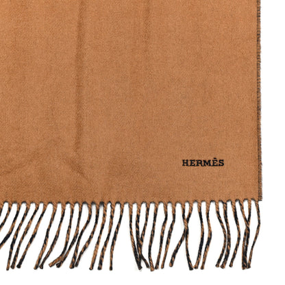 Hermes Cashmere Fringe Double Face Scarf Marine Bronze 3 of 6