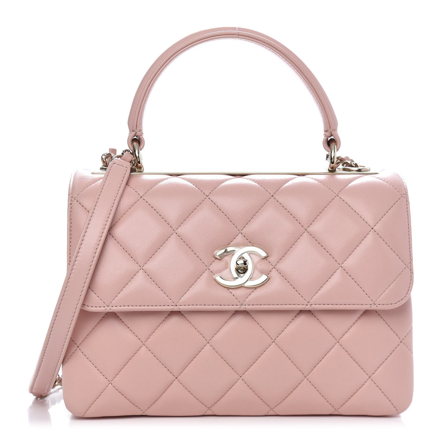 Lambskin Quilted Small Trendy CC Flap Dual Handle Bag Pink